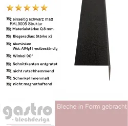 L-Profil 0,8mm Alublech RAL9005 Struktur